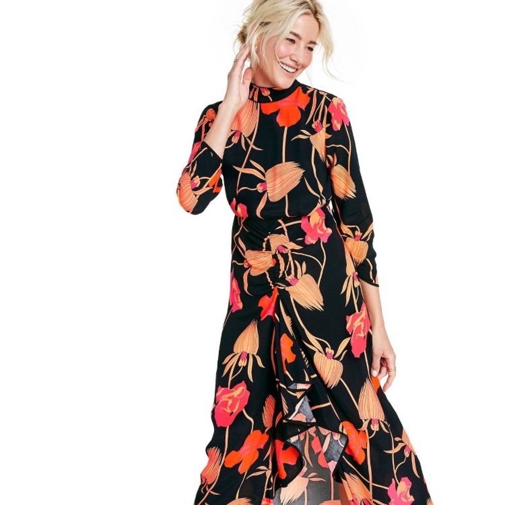 Floral Open Back Cascade Ruffle Dress - Picture 3 of 10